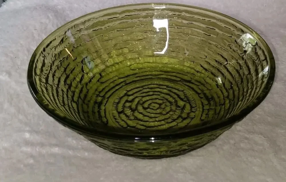 Vtg Anchor Hocking Glassware Avocado Green Soreno 6